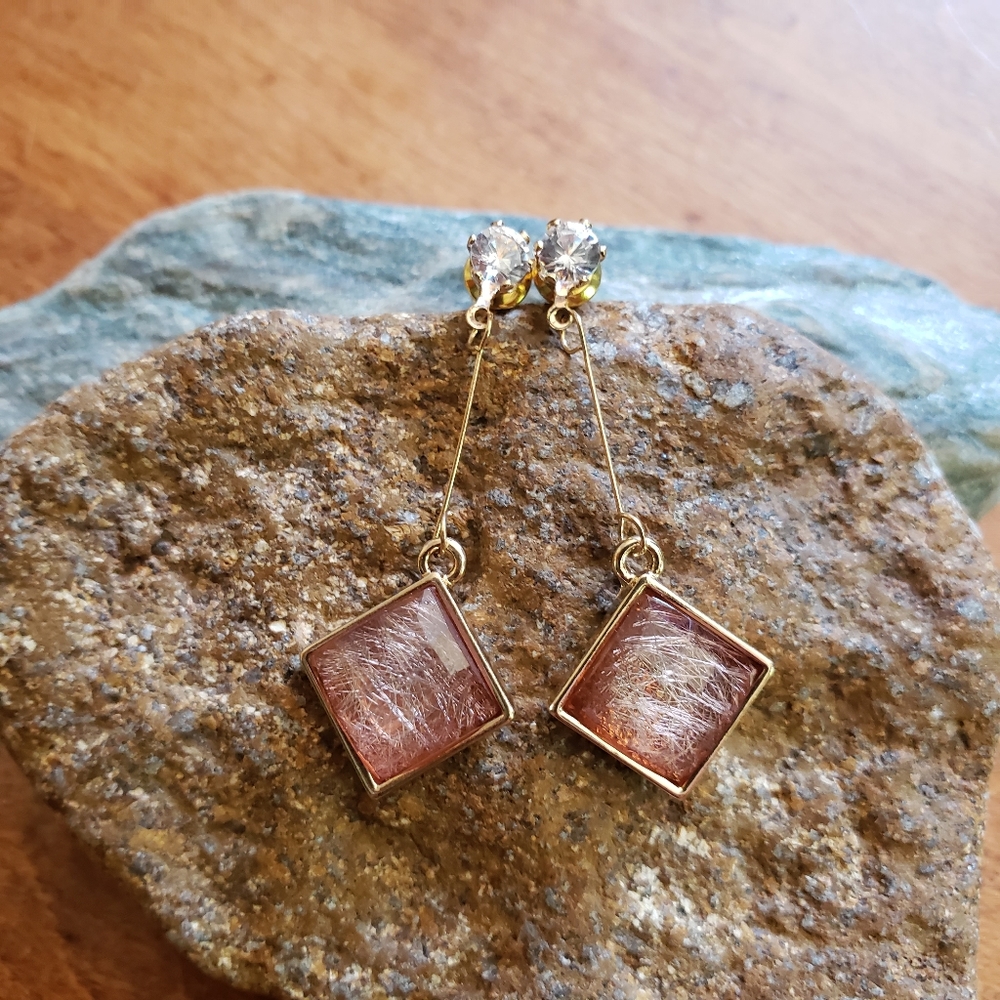 Korean Red Decorative Crystal Dainty Earrings